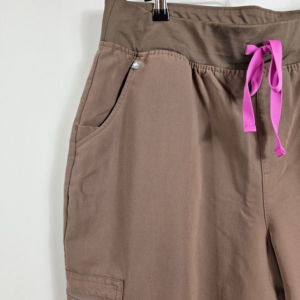 Figs Brown Joggers with Pink Drawstring - Picture 2 of 9